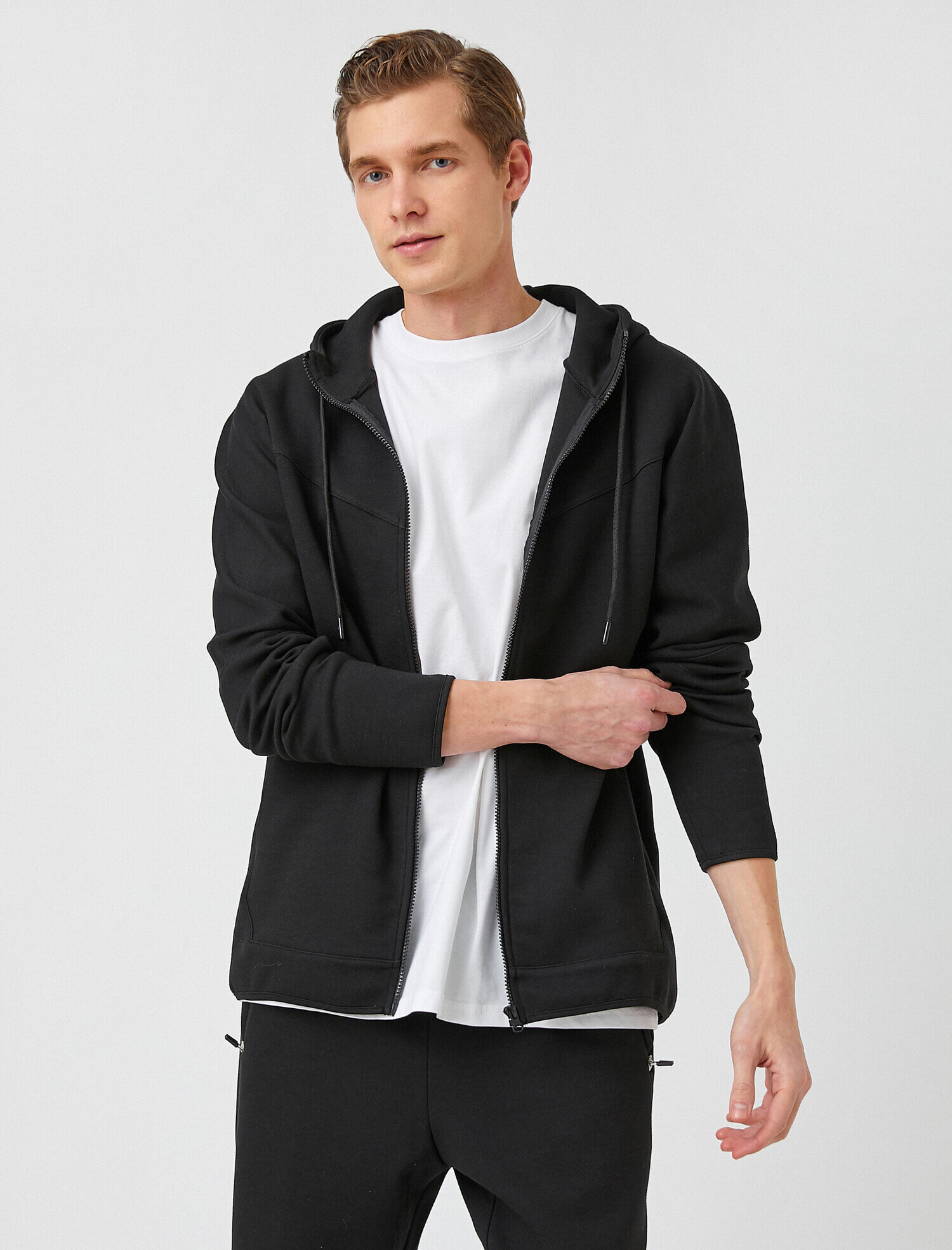   Pamuklu Kapüşonlu Fermuarlı Sweatshirt