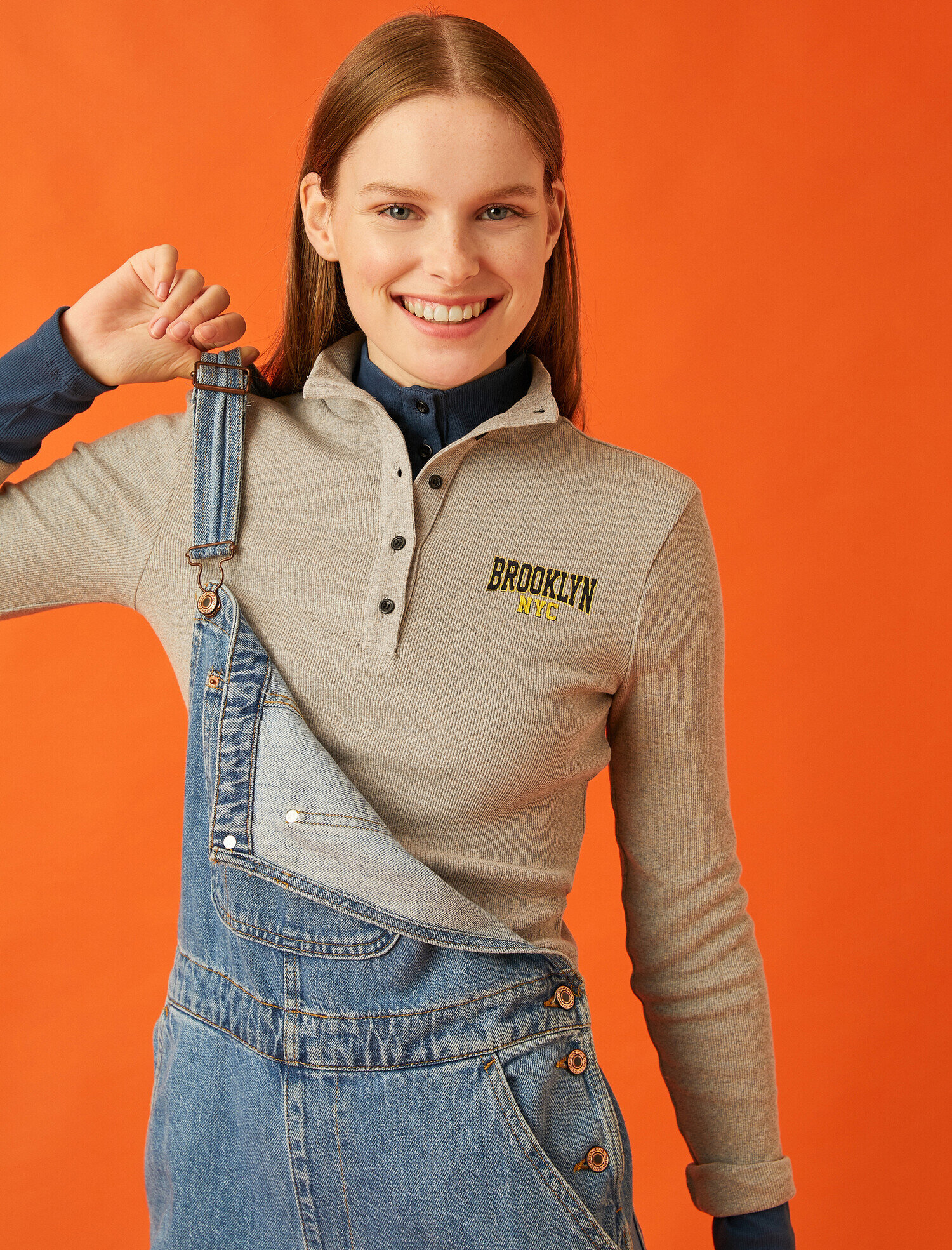   Polo Yaka Baskılı Uzun Kollu Tişört