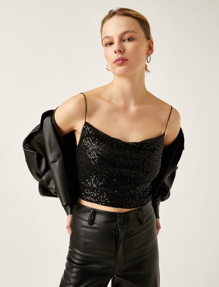  Crop Pullu Abiye Bluz