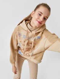 Kapüşonlu Baskılı Sweatshirt