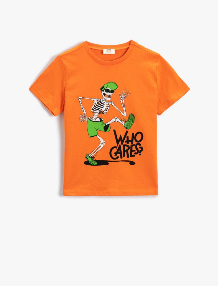 Erkek Çocuk Slogan Baskılı Kısa Kollu Tişört Pamuklu