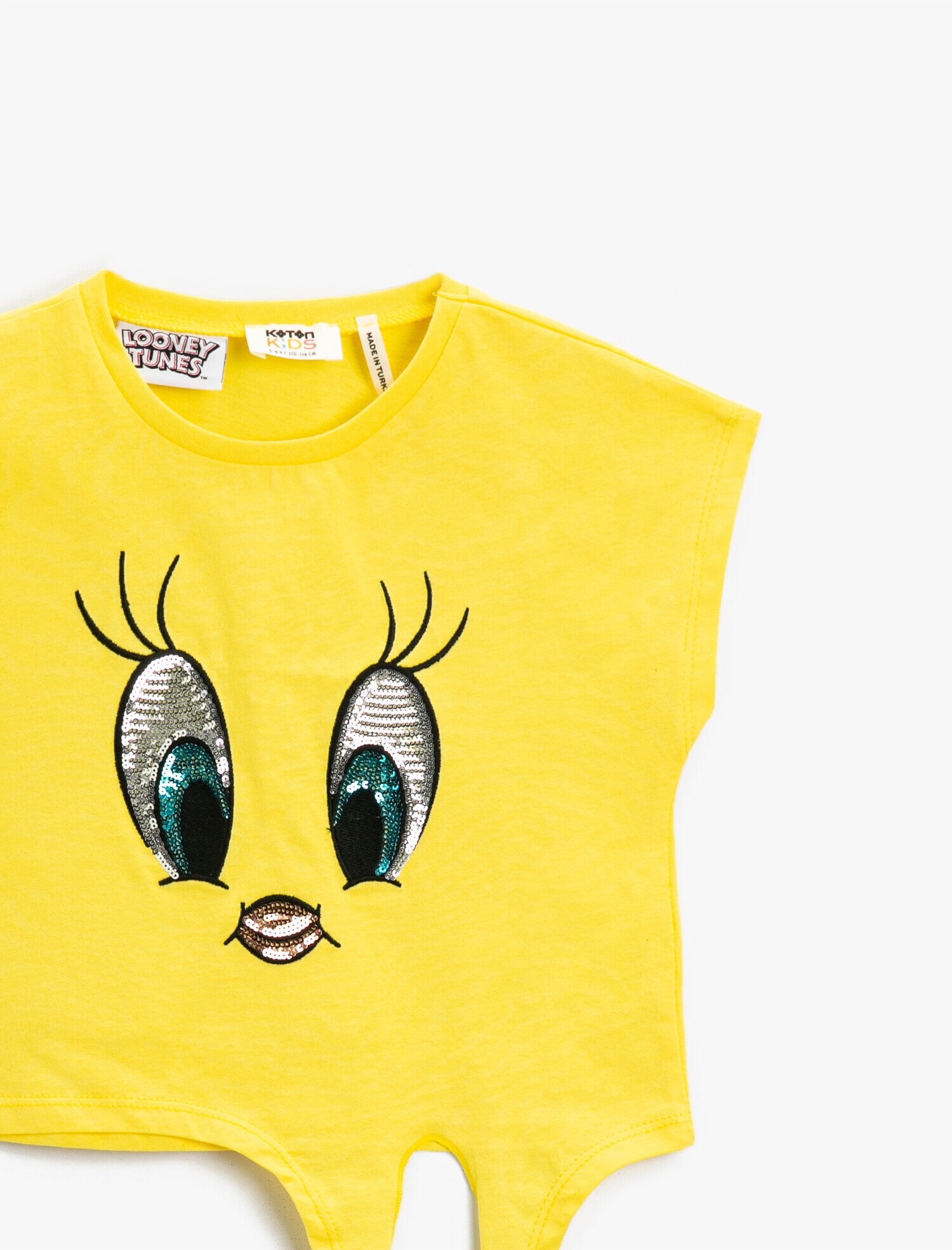  Kız Çocuk Tweety Lisanslı Kısa Kollu Tişört Pamuklu Pullu Payetli