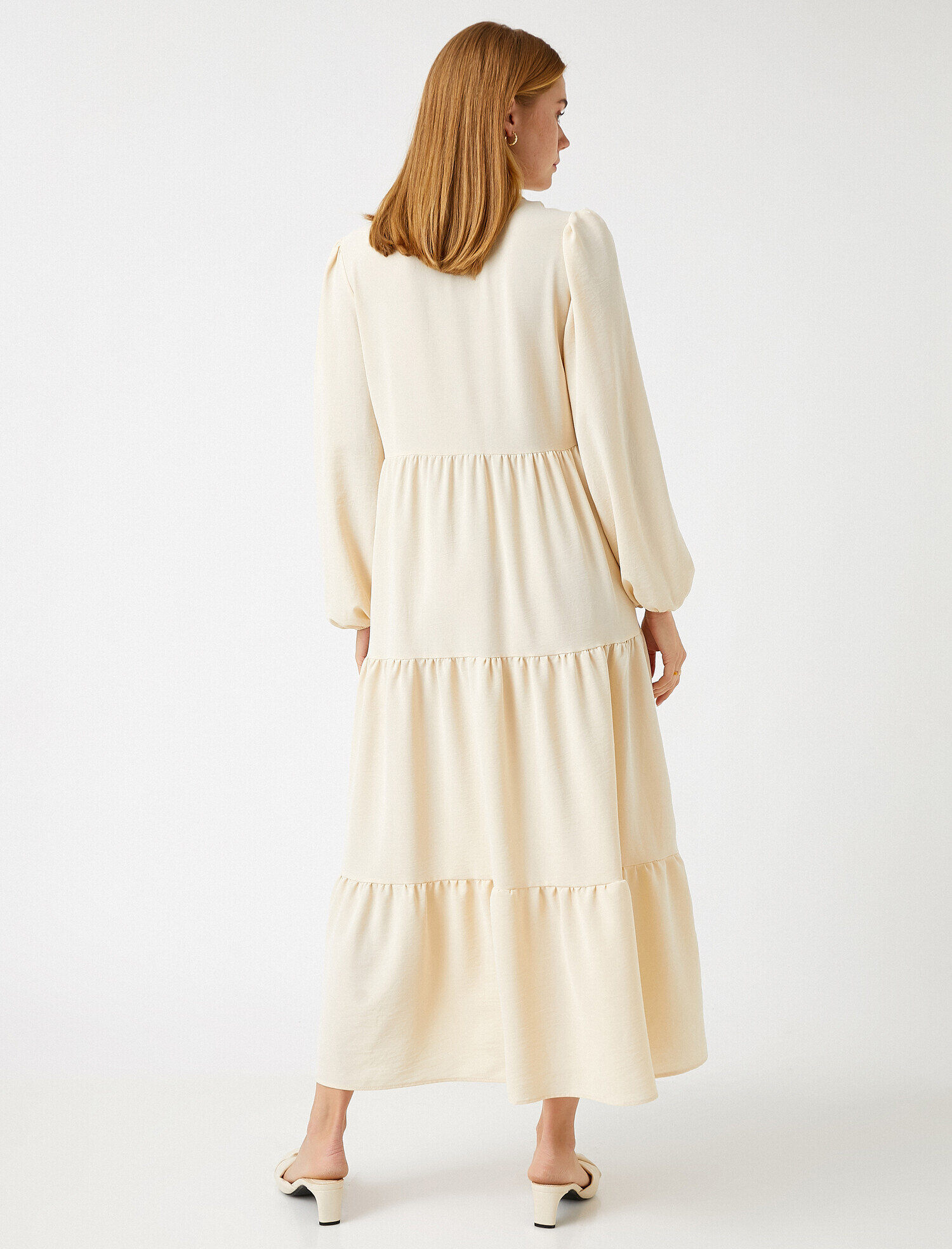   Fitil Detaylı Uzun Elbise