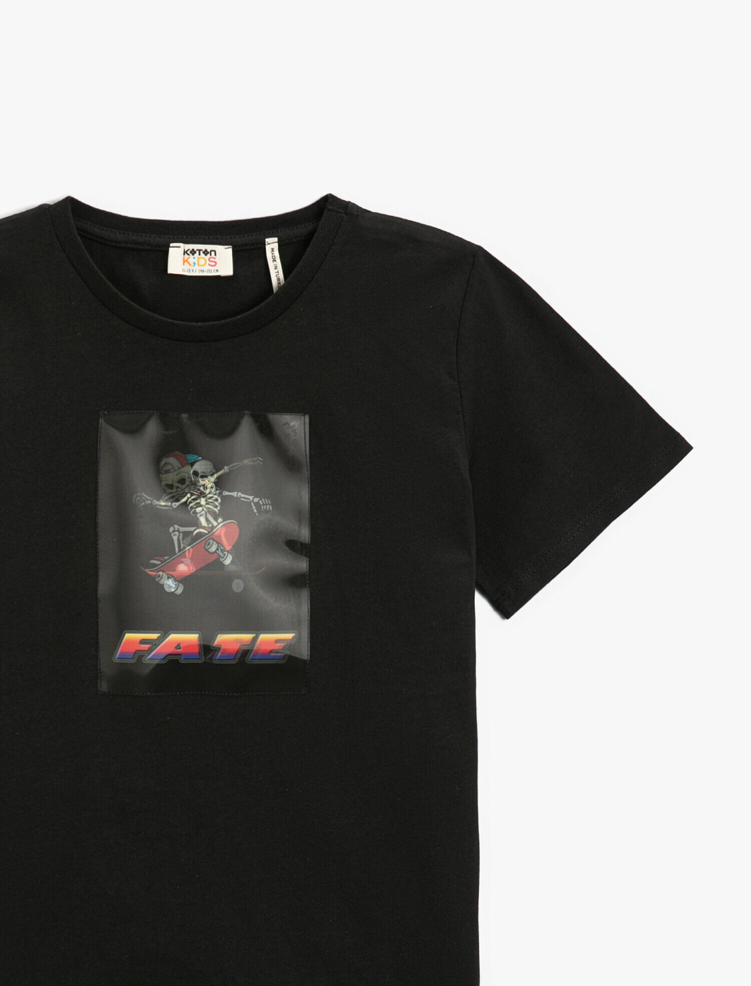  Erkek Çocuk Kuru Kafa Hologramlı Kısa Kollu Tişört Pamuklu