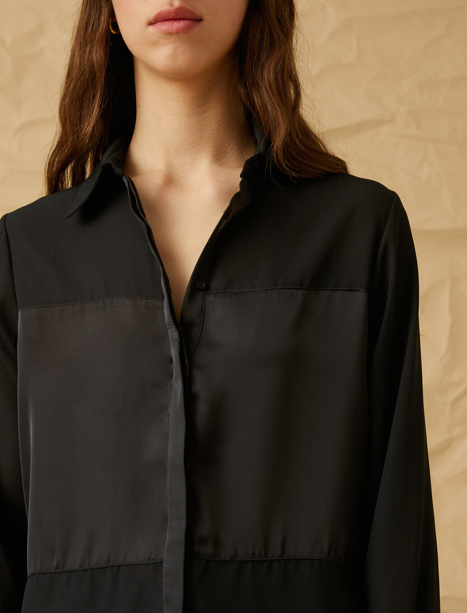   Uzun Kollu Saten Gömlek