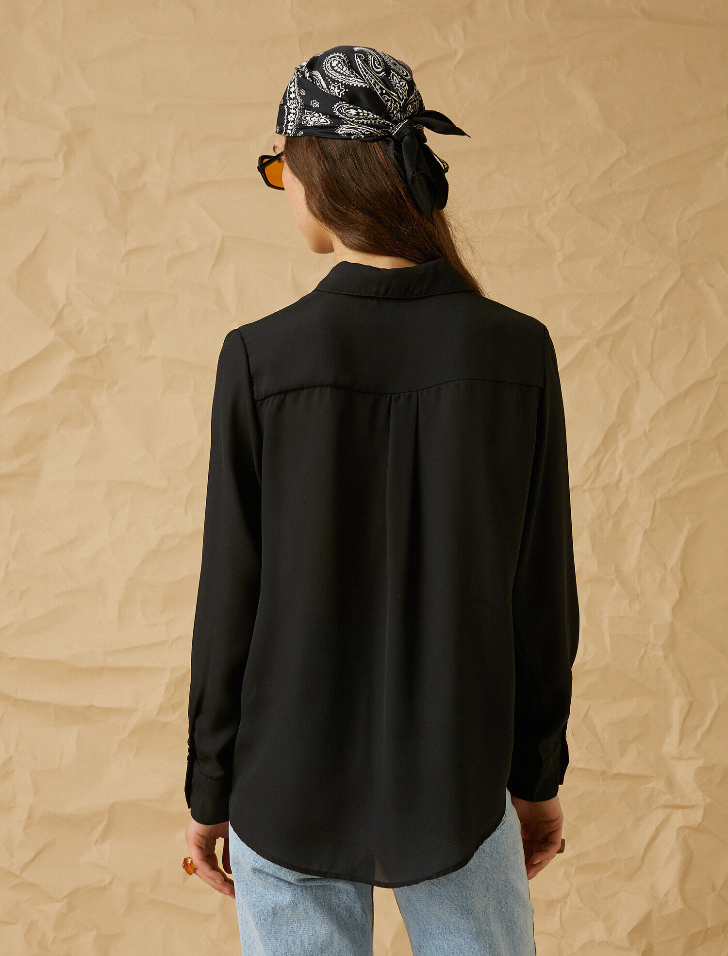   Uzun Kollu Saten Gömlek