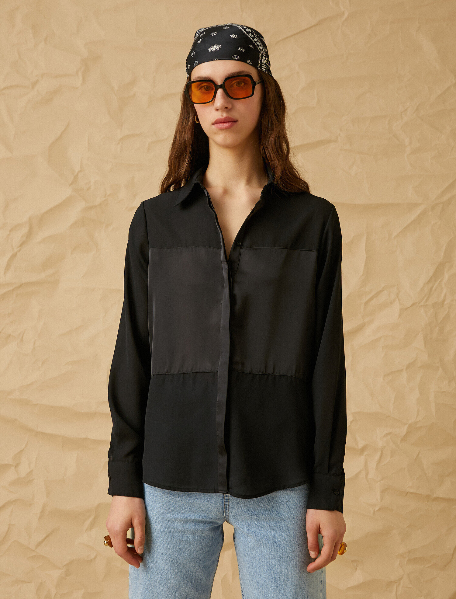   Uzun Kollu Saten Gömlek