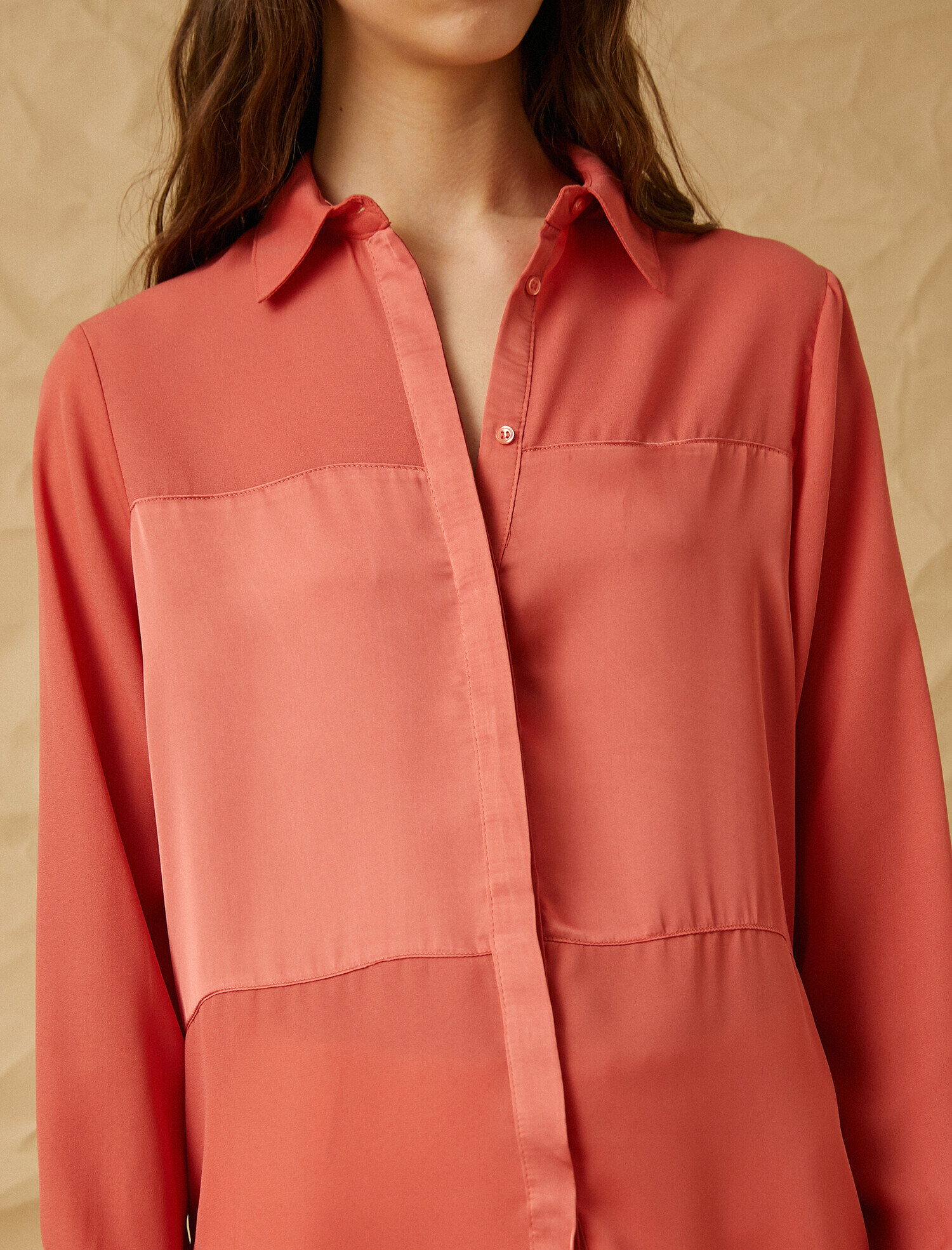   Uzun Kollu Saten Gömlek