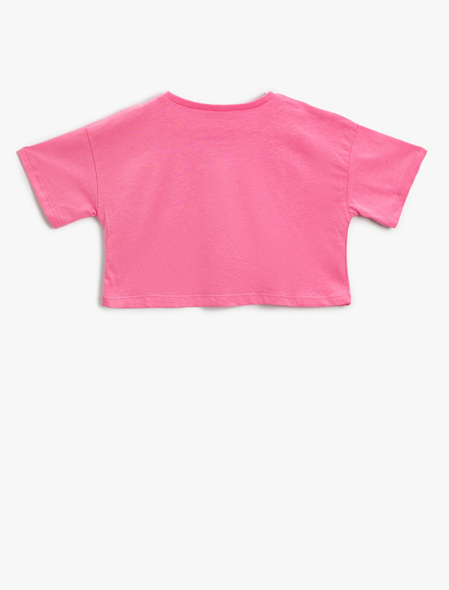  Kız Çocuk Slogan Baskılı Crop Tişört Pamuklu