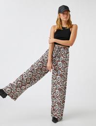Geniş Paça Beli Bağcıklı Pantolon