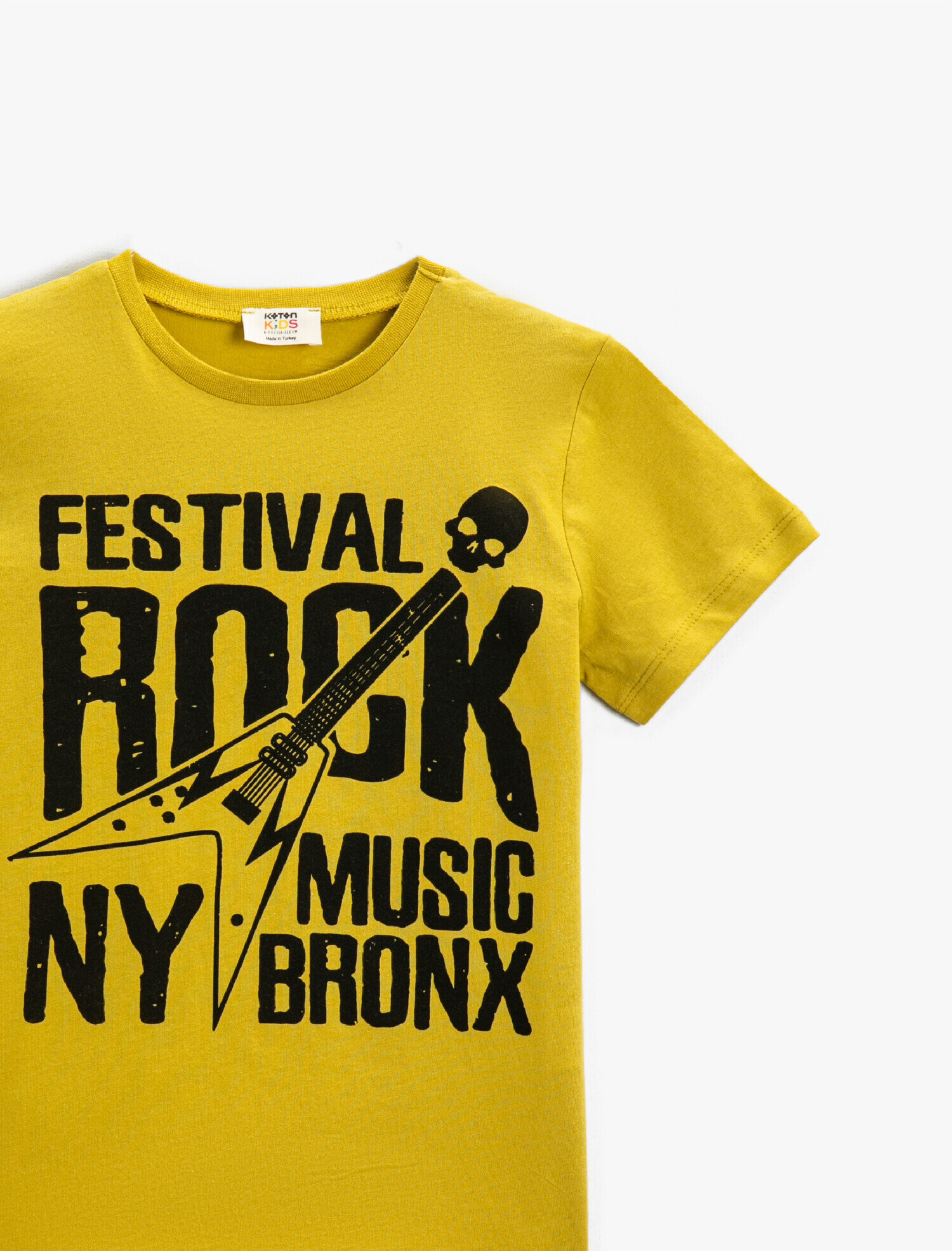  Erkek Çocuk Elektro Gitar Baskılı Kısa Kollu Tişört Pamuklu