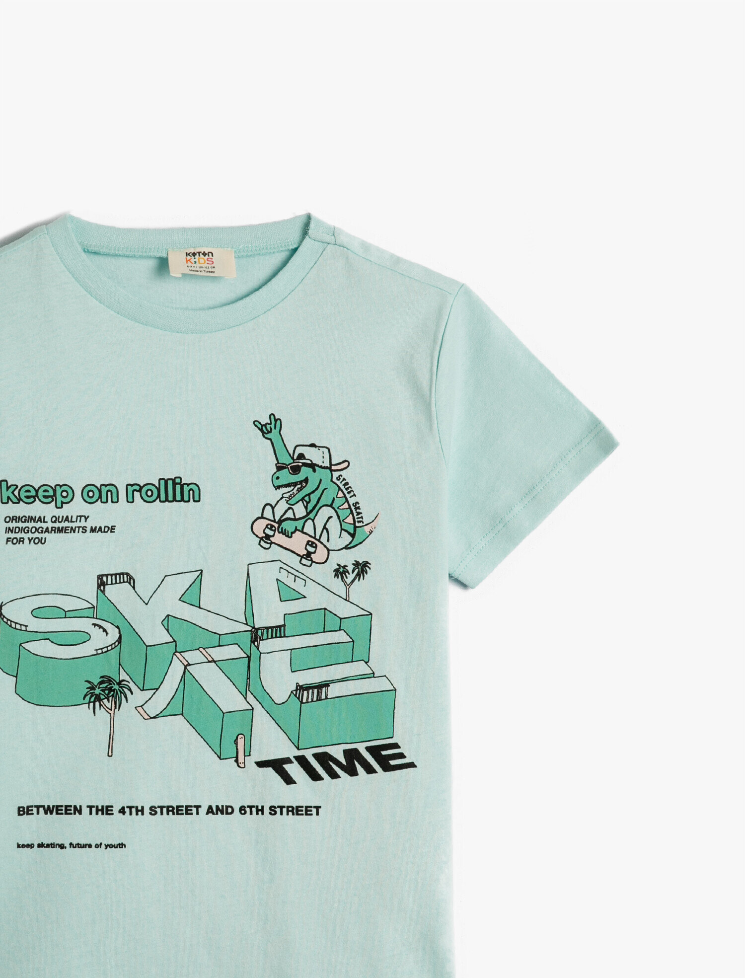  Erkek Çocuk Dinozor Baskılı Kısa Kollu Tişört Pamuklu