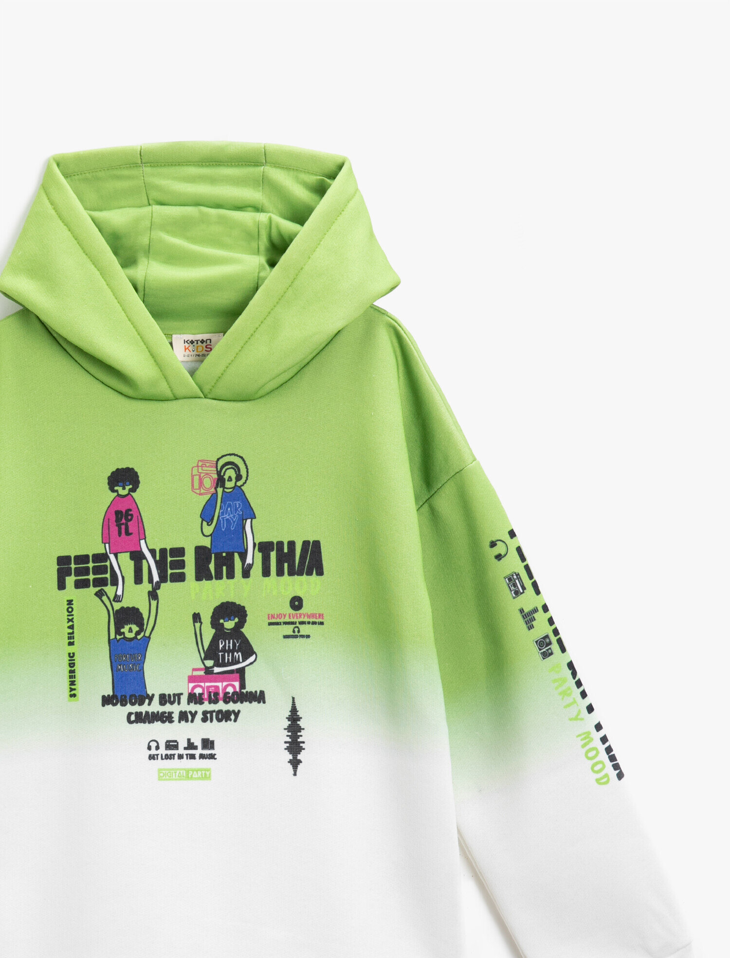  Erkek Çocuk 2 Renkli Baskılı Kapşonlu Sweatshirt