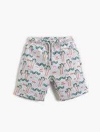 Yaz Temalı Baskılı Şort Beli Bağcıklı