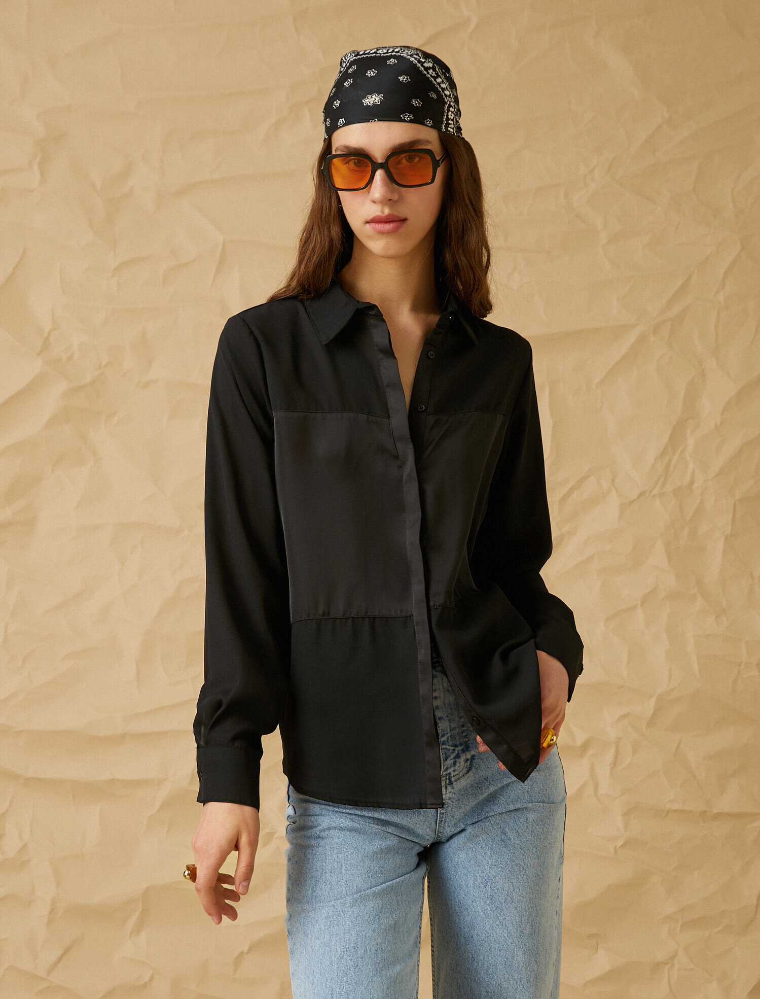   Uzun Kollu Saten Gömlek