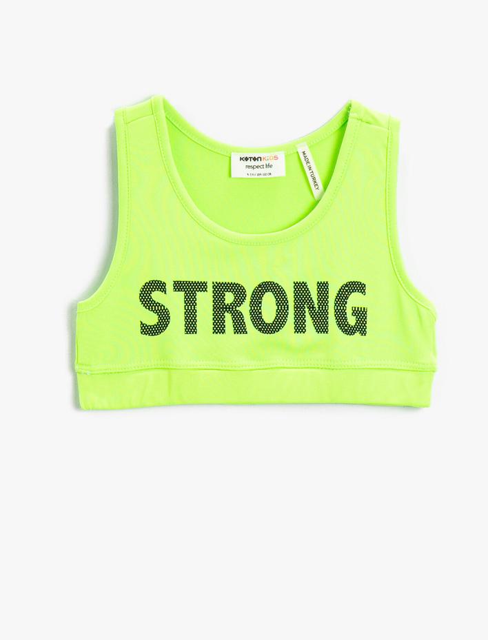 Kız Çocuk Slogan Baskılı Crop Spor Atlet