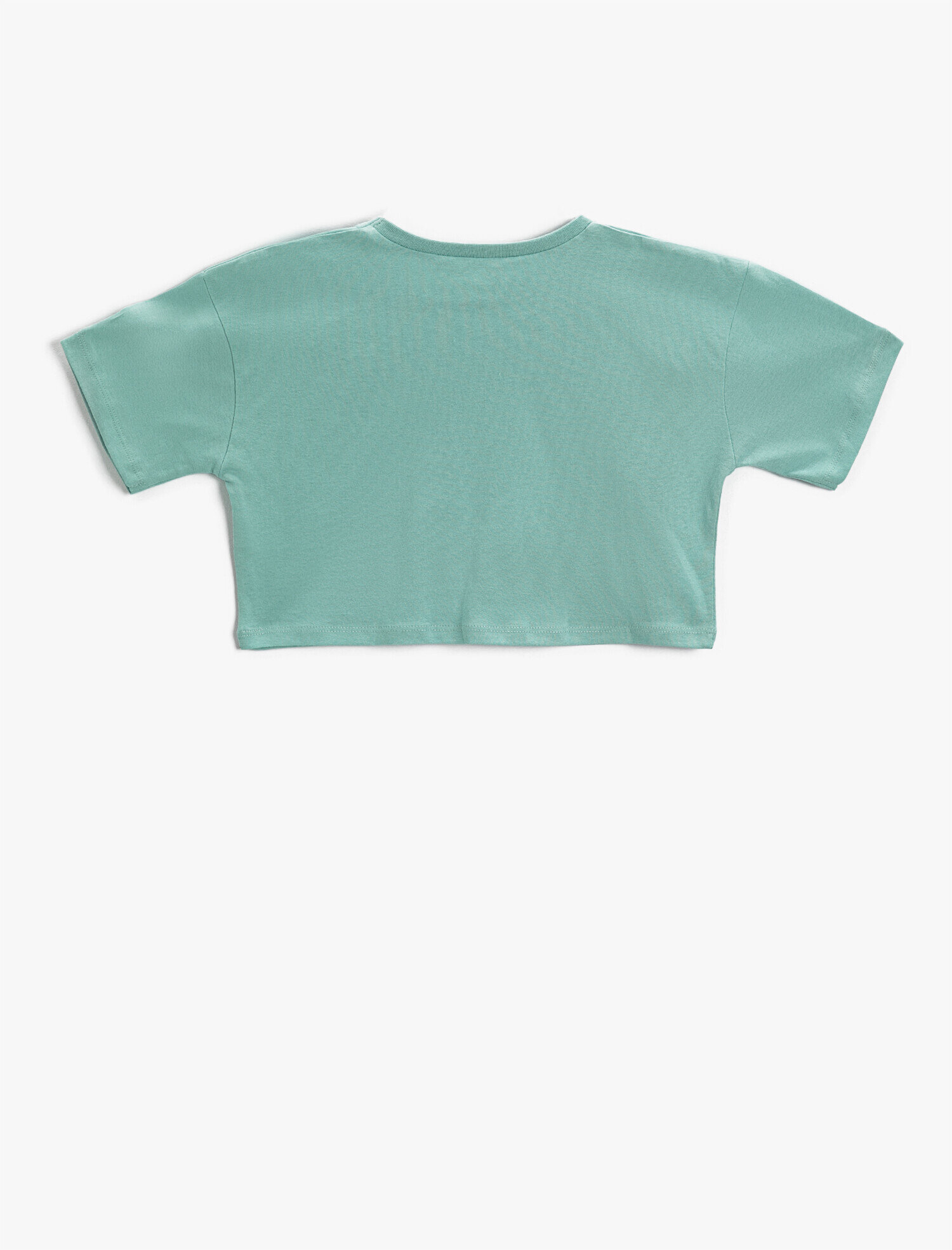  Kız Çocuk Şehir Baskılı Crop Tişört Pamuklu Kısa Kollu