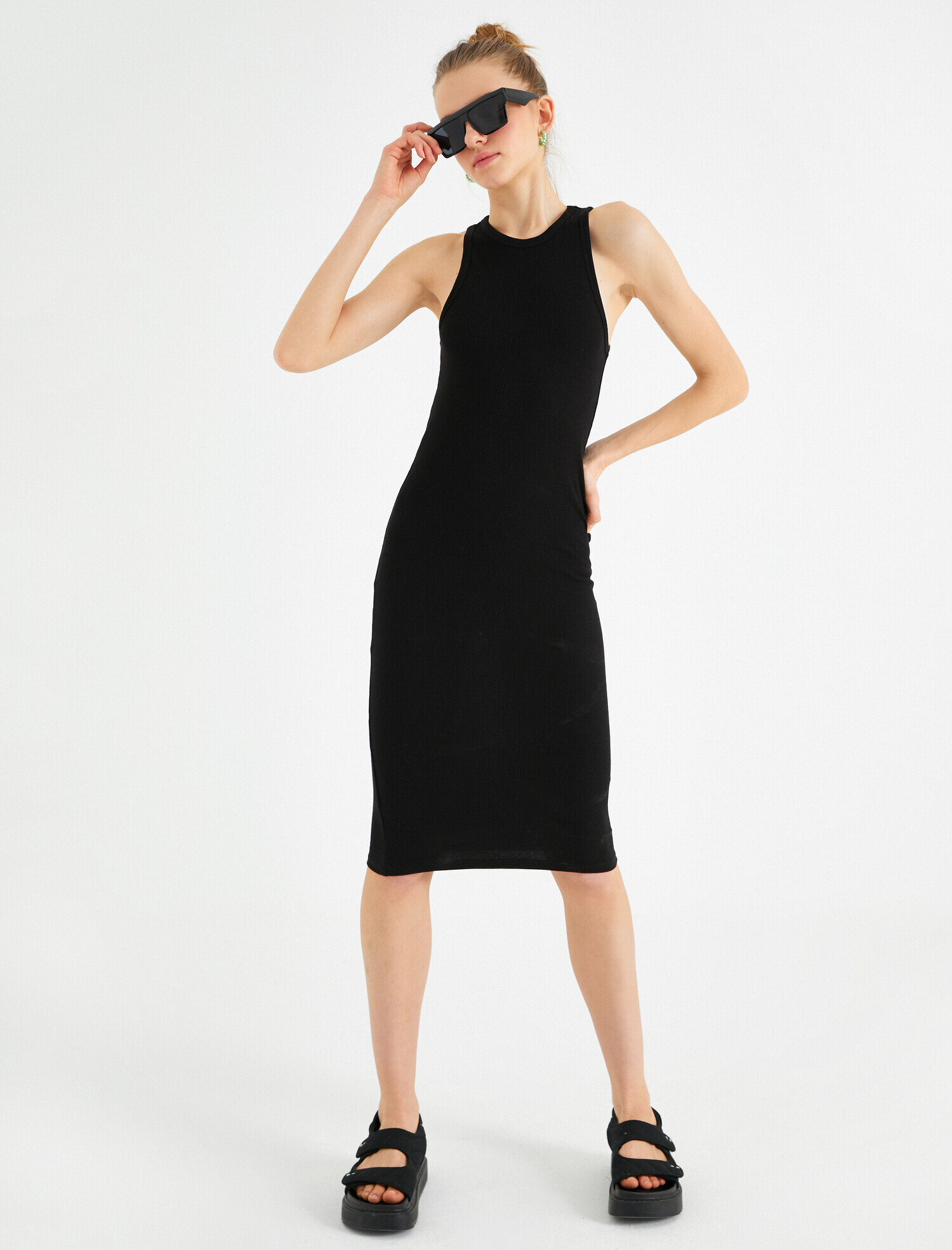 Halter Yaka Midi Elbise