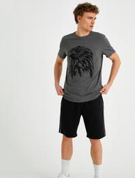 Slim Fit Şahin Baskılı Tişört