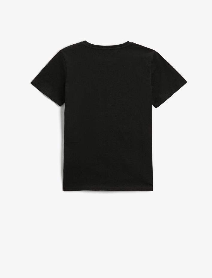 Erkek Çocuk Kuru Kafa Hologramlı Kısa Kollu Tişört Pamuklu