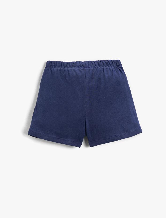 Kız Çocuk Şort Pamuklu Beli Bağcıklı Flamingo Baskılı