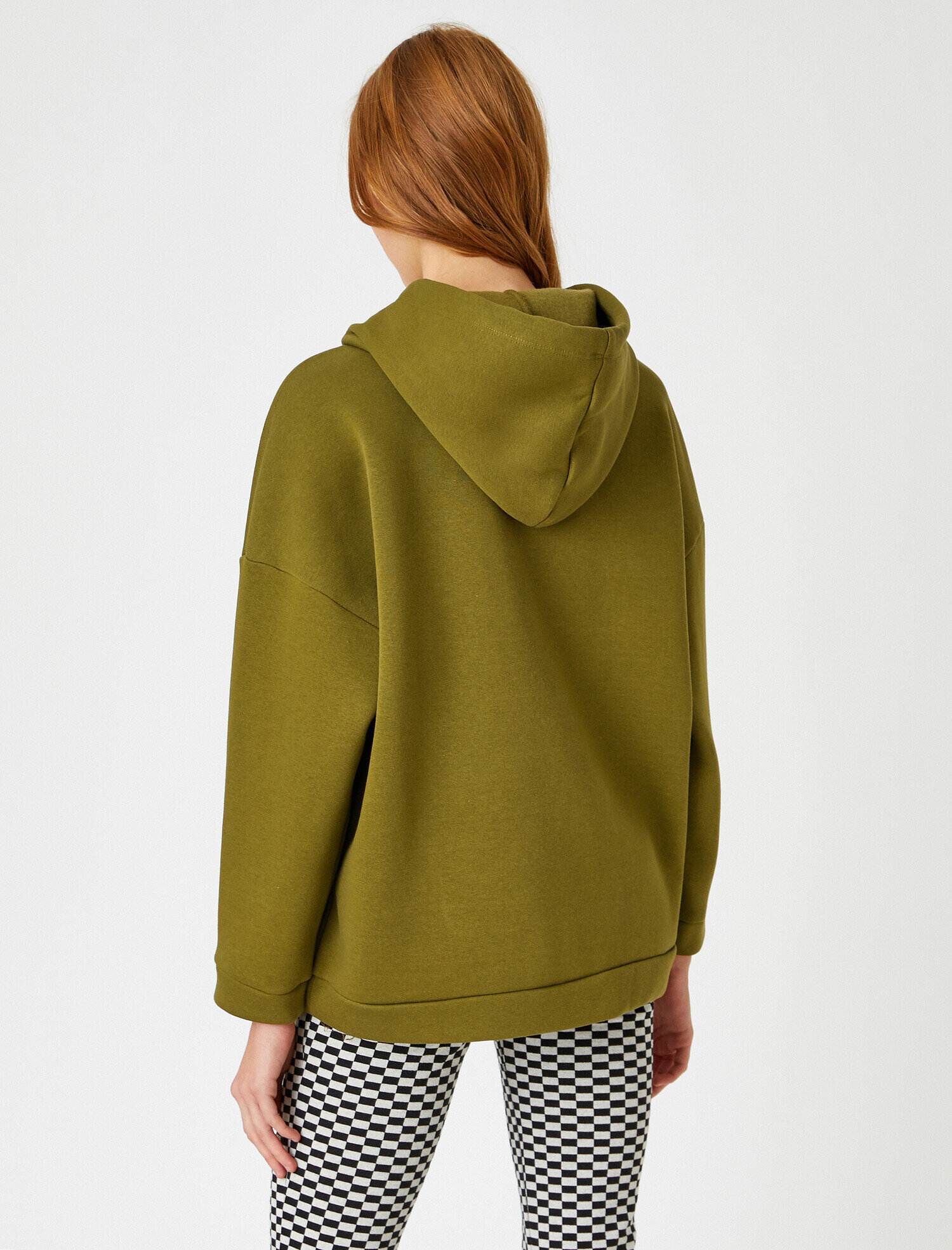   Oversize Kapüşonlu Sweatshirt Bağcık Detaylı