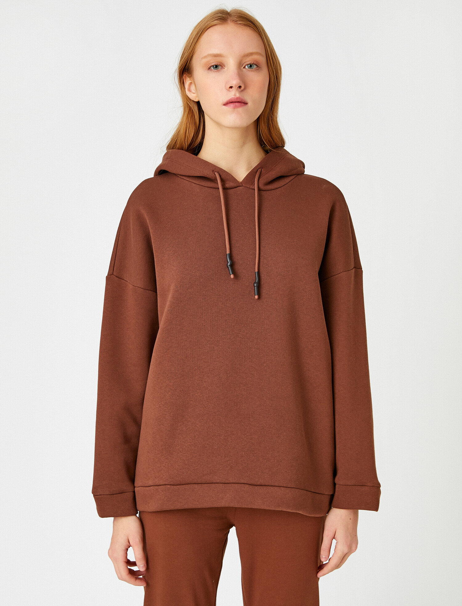   Oversize Kapüşonlu Sweatshirt Bağcık Detaylı