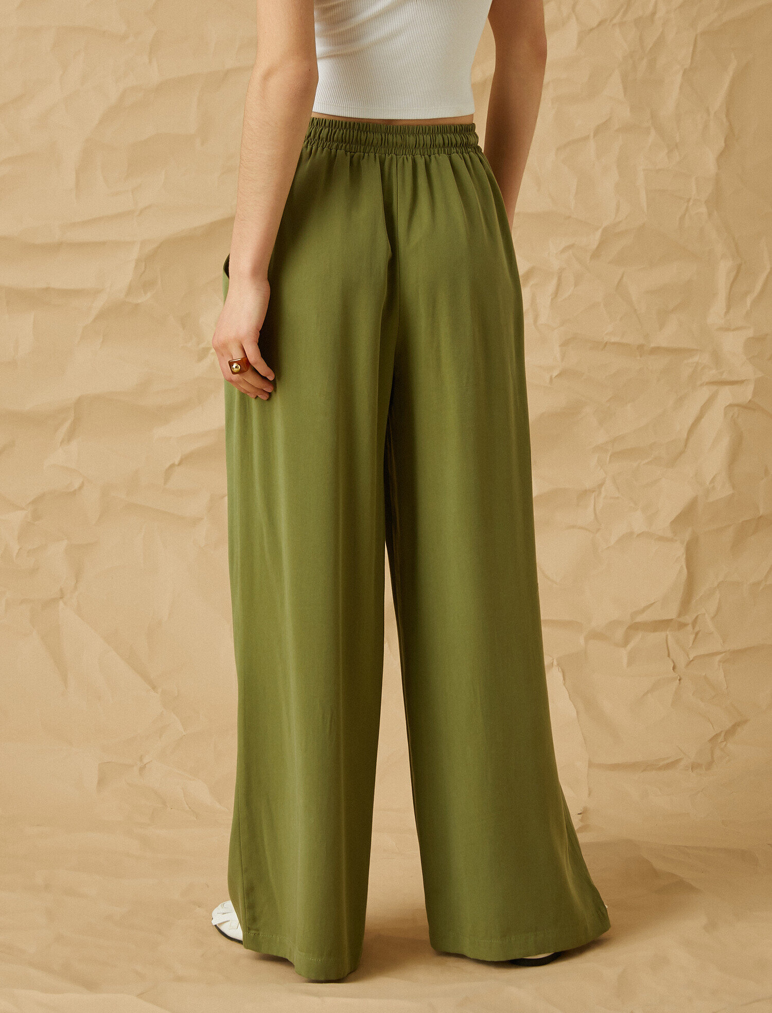   Beli Bağlamalı Bol Paça Pantolon