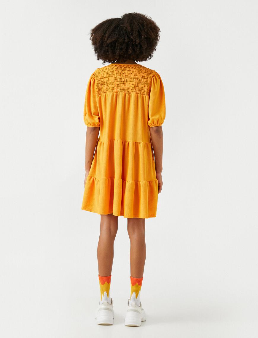   Fırfırlı Midi Elbise