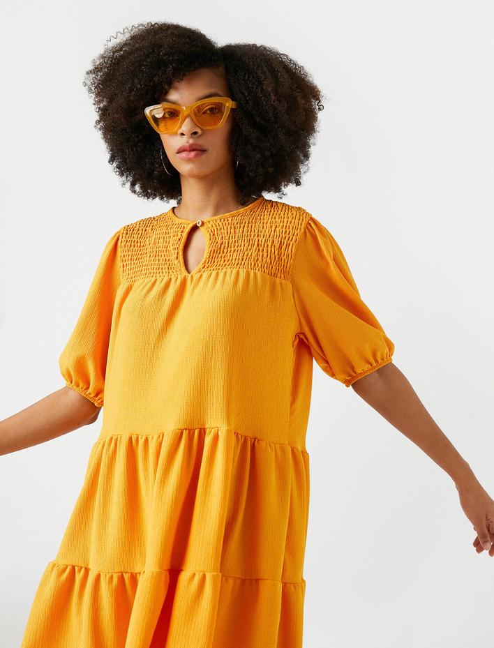  Fırfırlı Midi Elbise