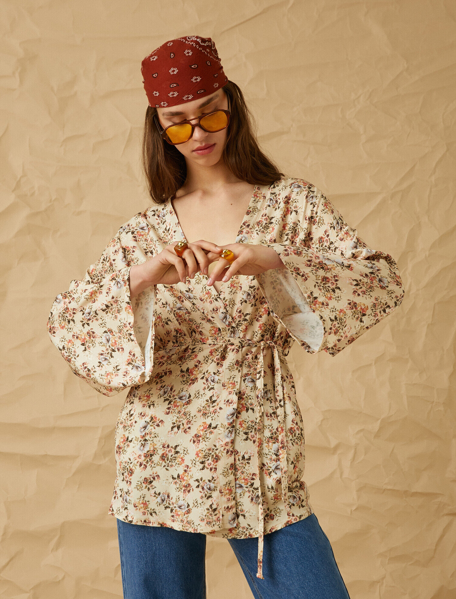   Çiçek Desenli Kimono