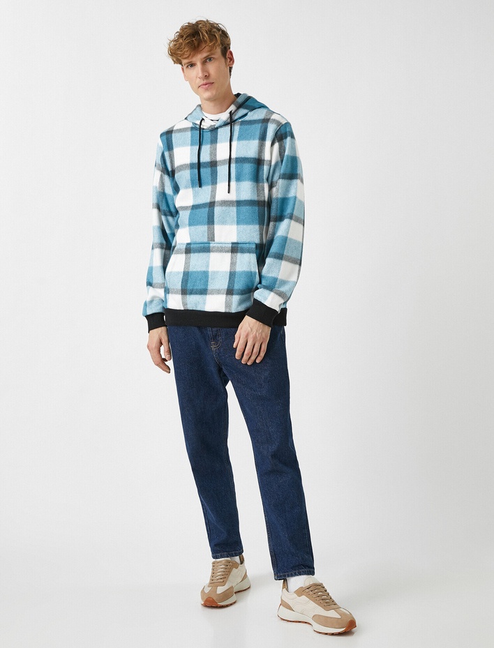  Ekose Polar Kapşonlu Sweatshirt