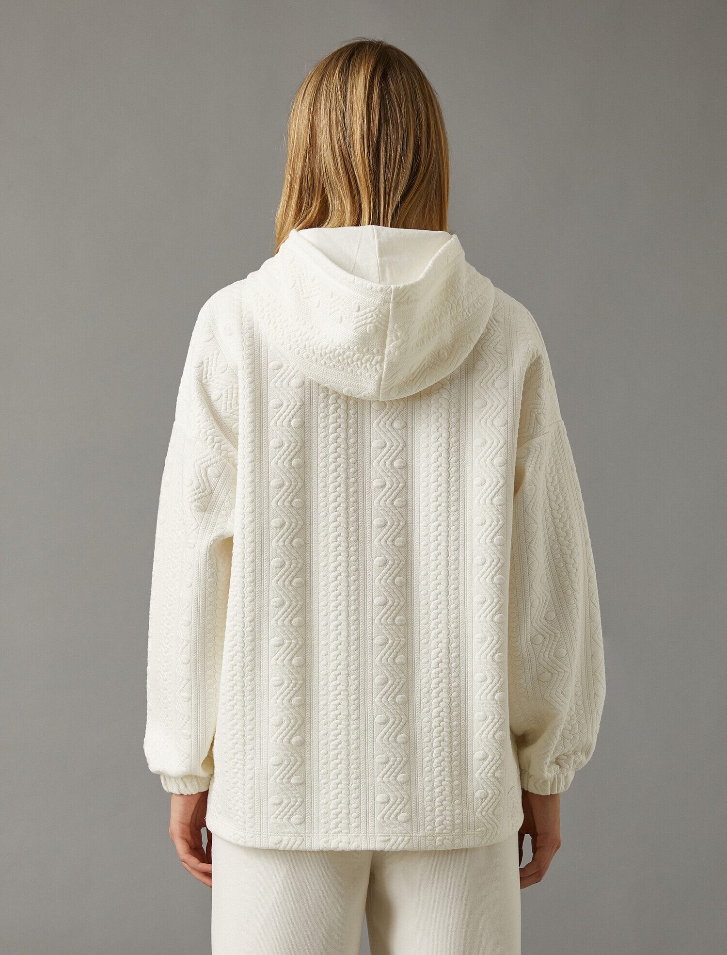   Desenli Dokulu Kapüşonlu Sweatshirt