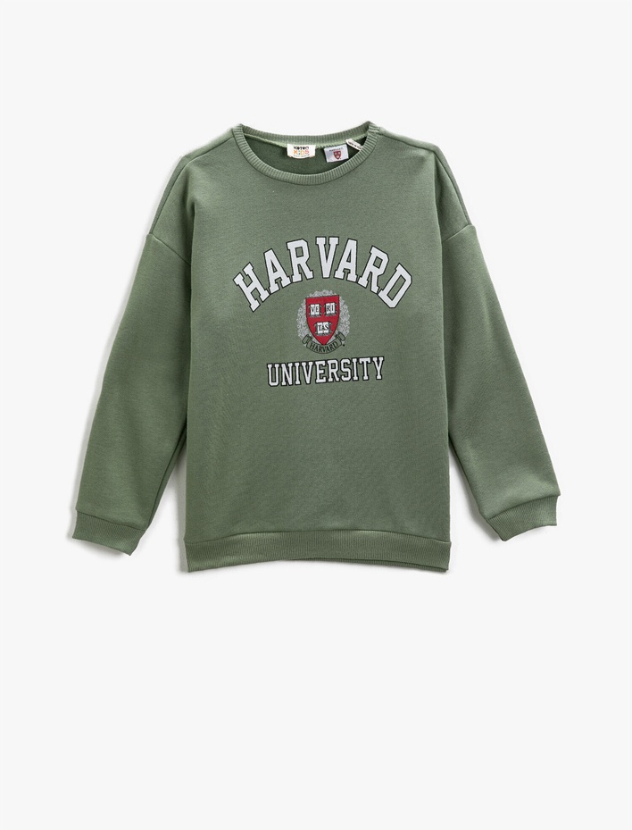 Kız Çocuk Harvard University Lisanslı Baskılı Sweatshirt Pamuklu