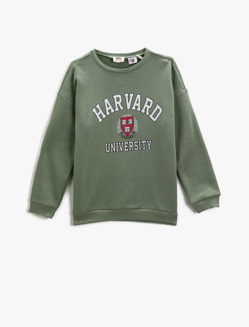  Kız Çocuk Harvard University Lisanslı Baskılı Sweatshirt Pamuklu