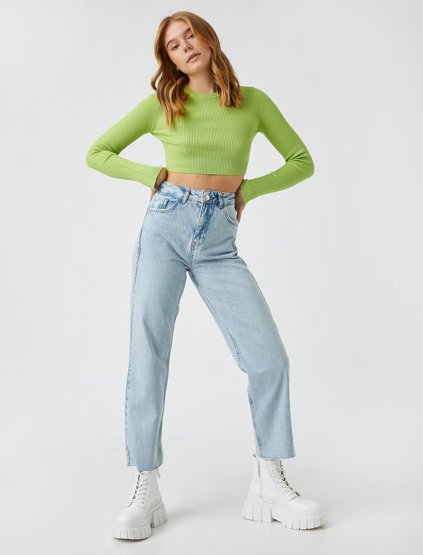   Yüksek Bel Kot Pantolon - Straight Jean