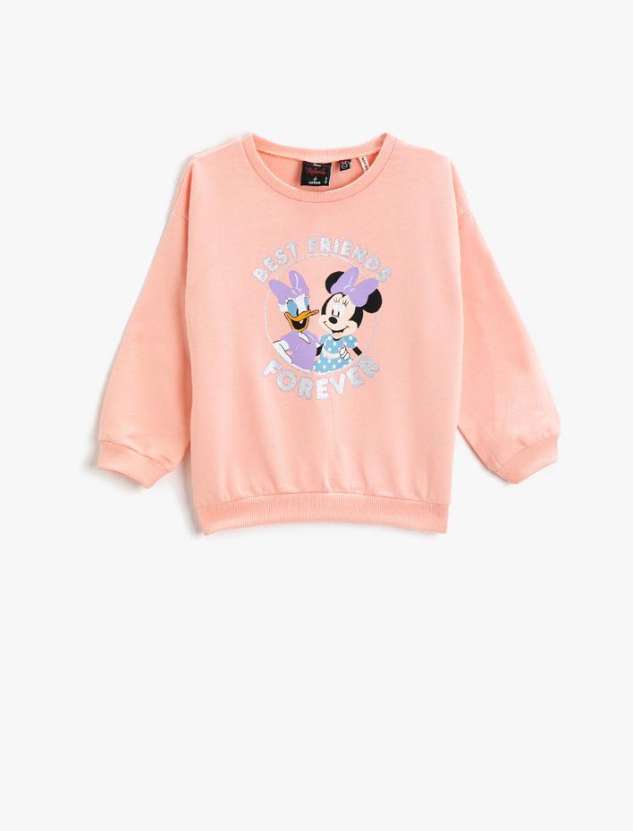 Kız Bebek Minnie Mouse Baskılı Sweatshirt Lisanslı Pamuklu