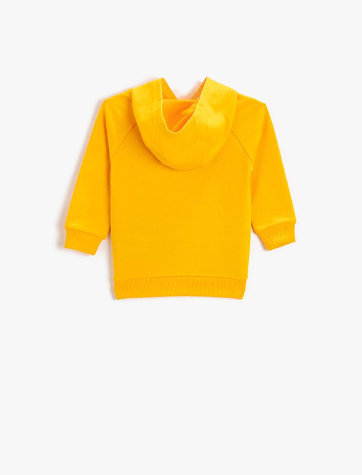 Erkek Bebek Hayvan Baskılı Kapüşonlu Sweatshirt Pamuklu