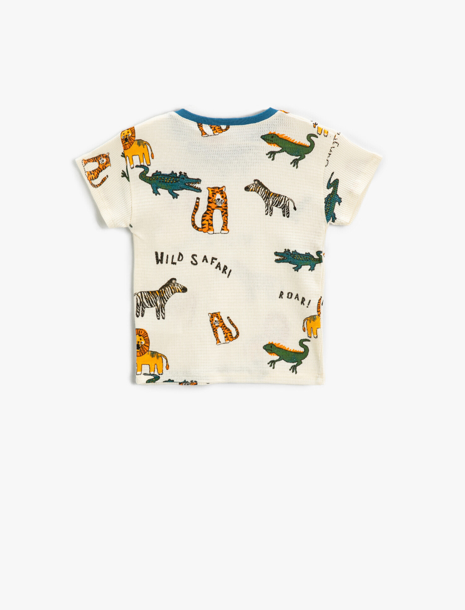  Erkek Bebek Hayvan Baskılı Kısa Kollu Tişört Pamuklu
