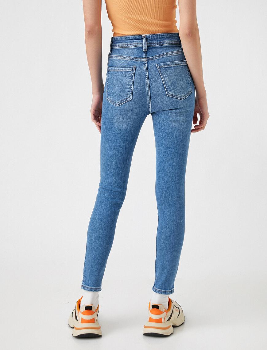   Yüksek Bel Yırtık Kot Pantolon - Skinny Jean