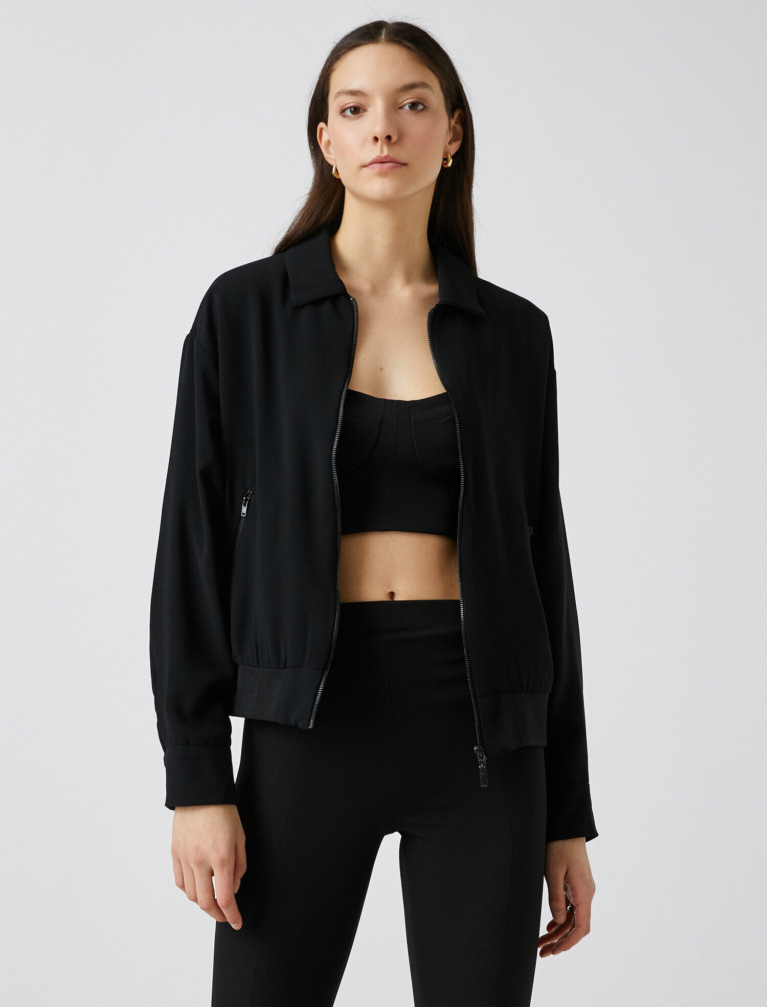   Fermuarlı Cepli Ceket