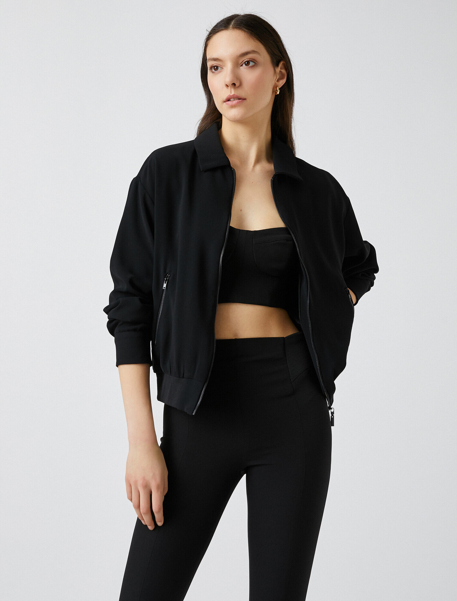   Fermuarlı Cepli Ceket