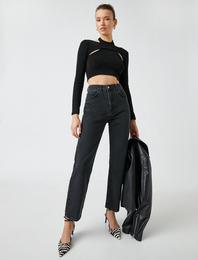 Yüksek Bel Pamuklu Straight Jean Kot Pantolon