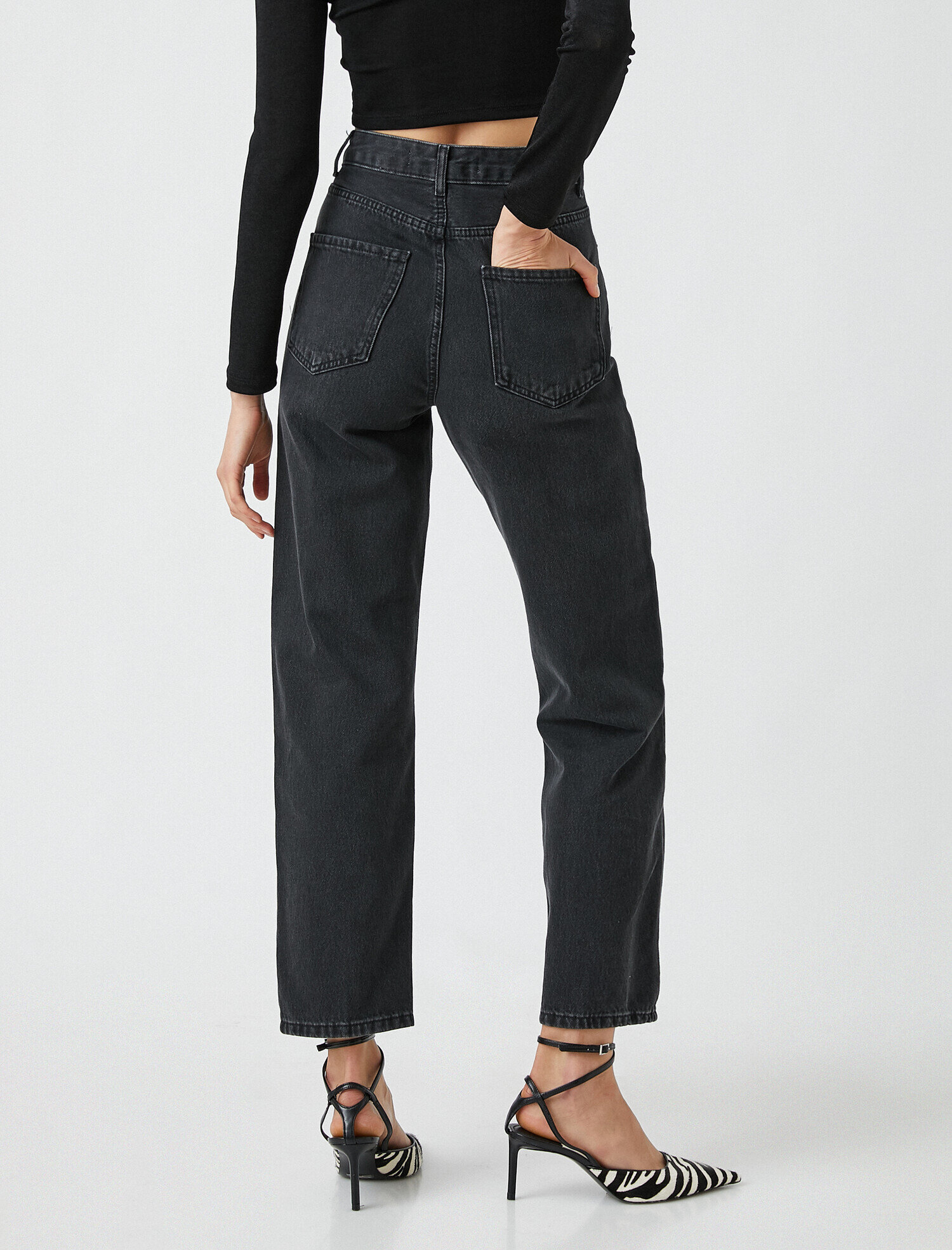   Yüksek Bel Pamuklu Straight Jean Kot Pantolon