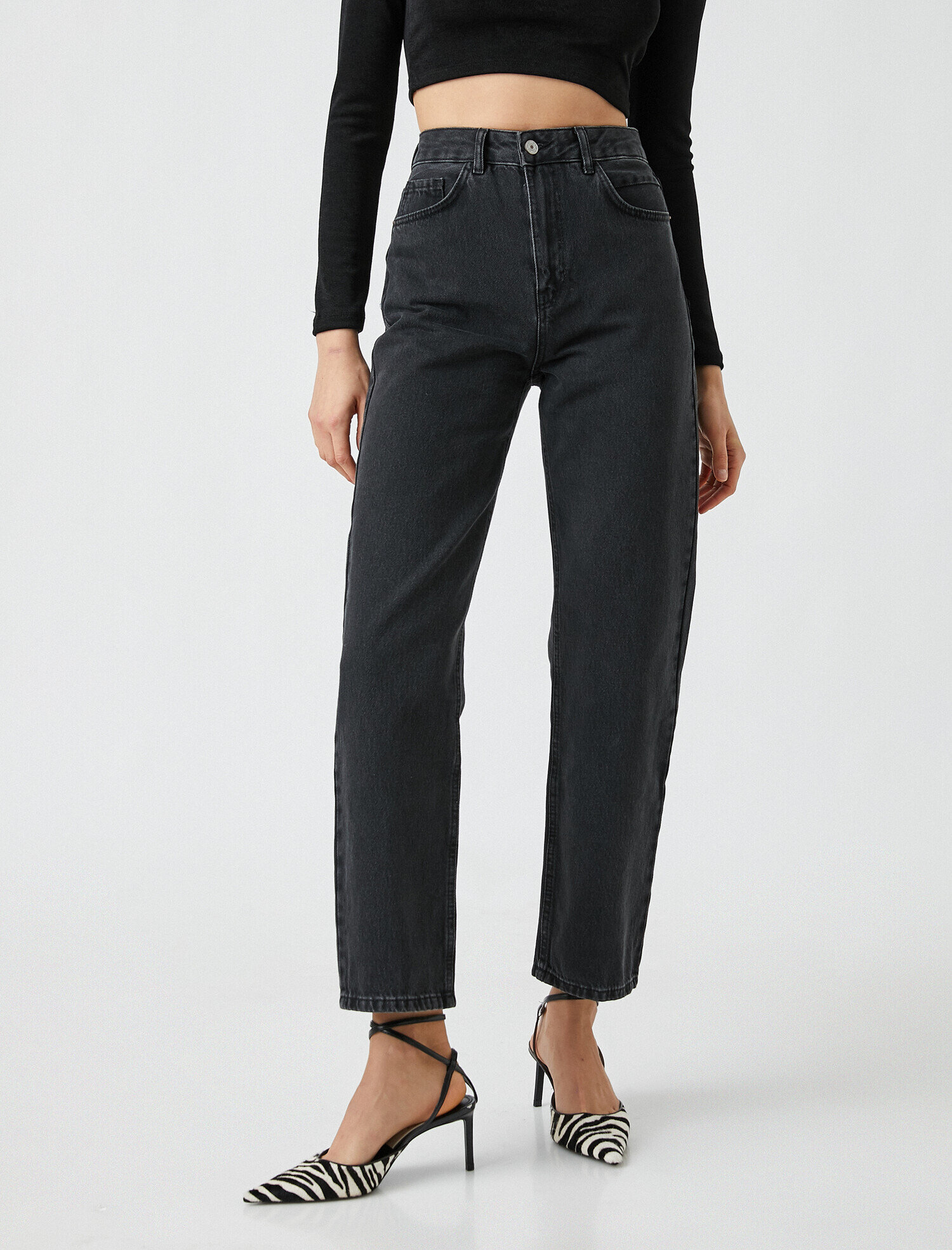   Yüksek Bel Pamuklu Straight Jean Kot Pantolon