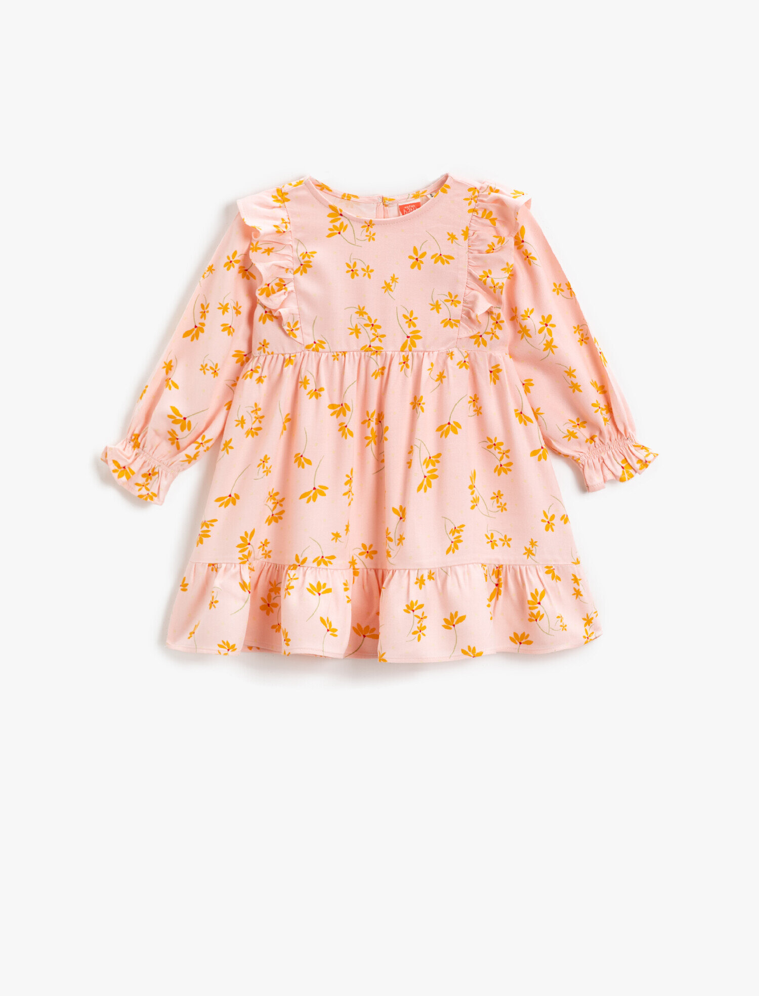  Kız Bebek Elbise Çiçek Baskılı Fırfırlı