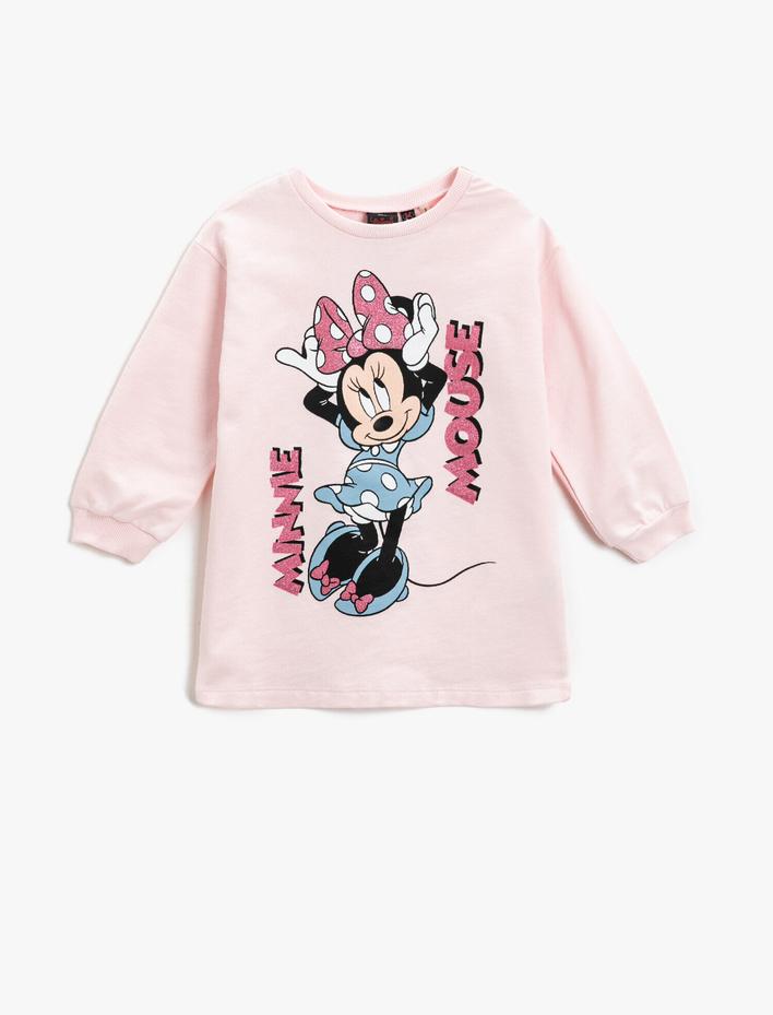 Kız Bebek Sweat Elbise Minnie Mouse Baskılı Lisanslı Pamuklu