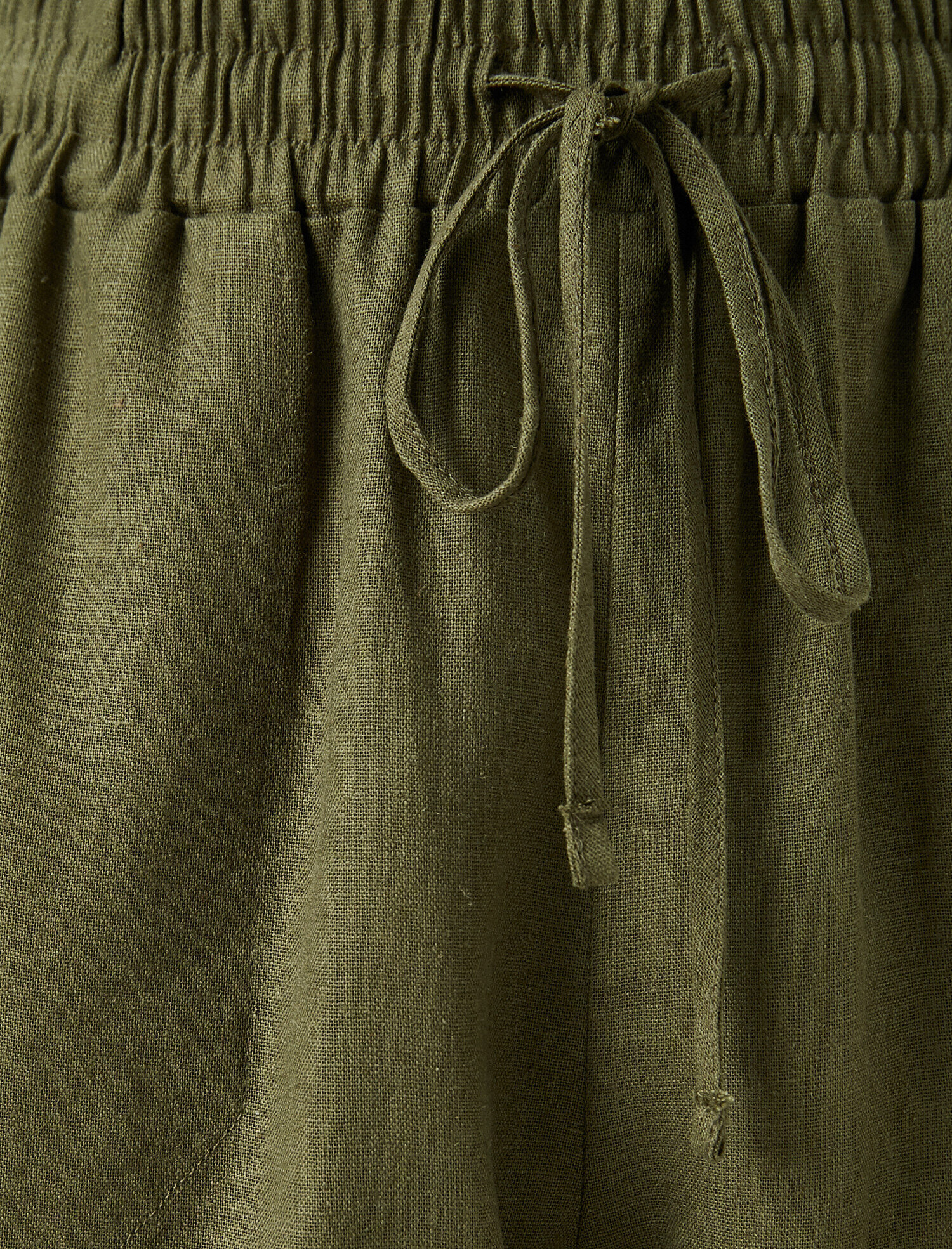   Beli Lastikli Havuç Keten Pantolon