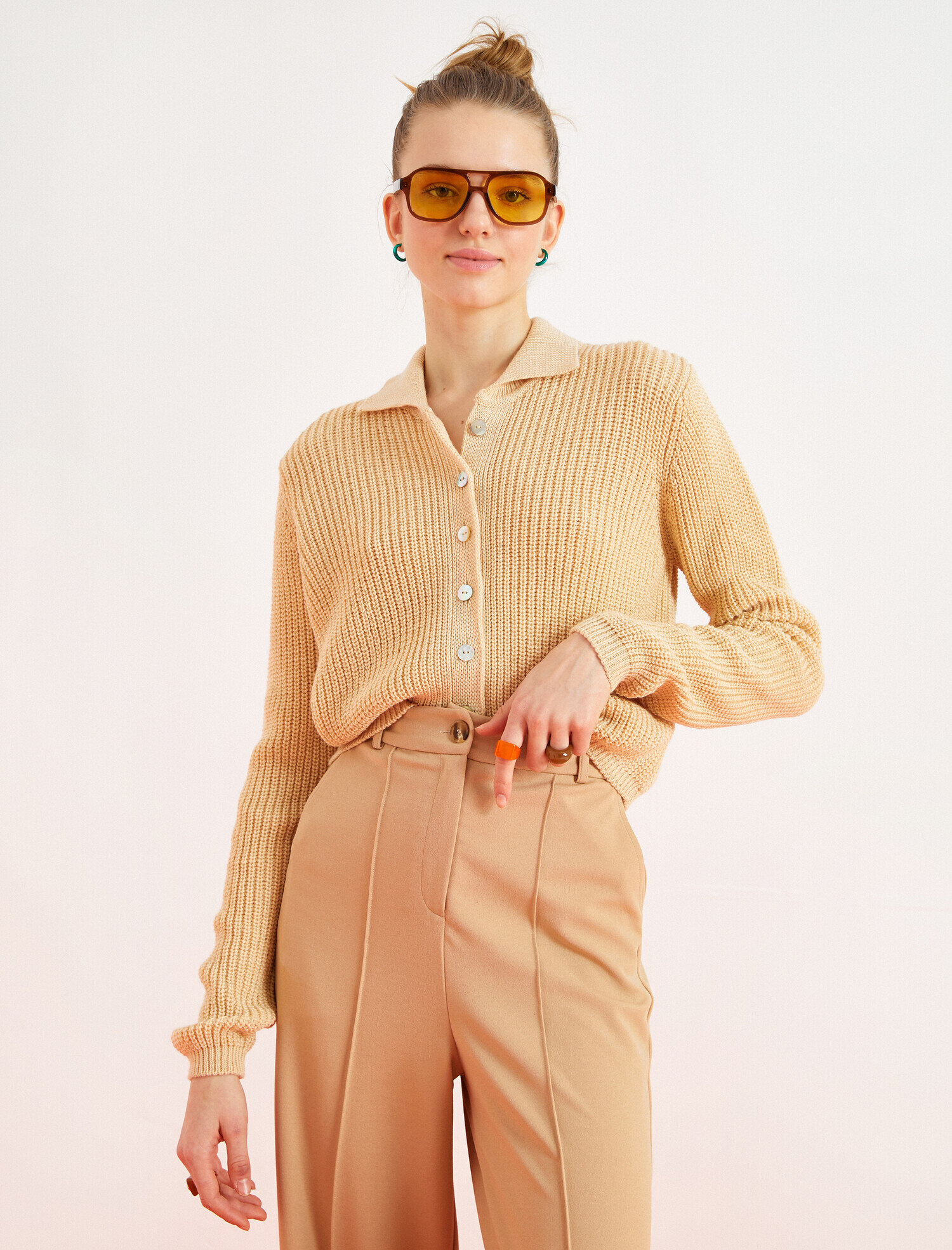   Düğmeli Triko Hırka