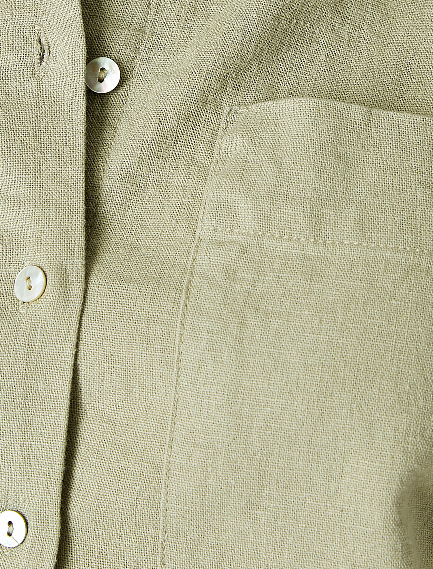   Kısa Kollu Crop Keten Gömlek